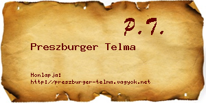 Preszburger Telma névjegykártya
